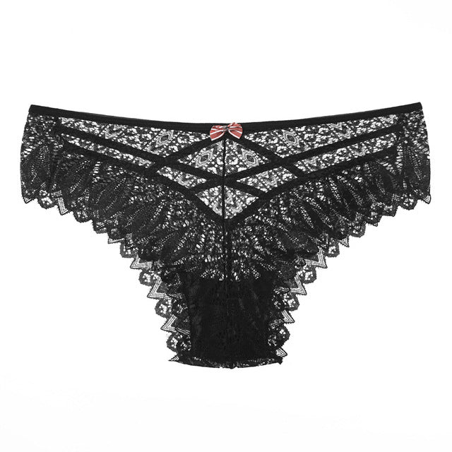 Bowknot Decor Crochet Lace Criss Cross Panty