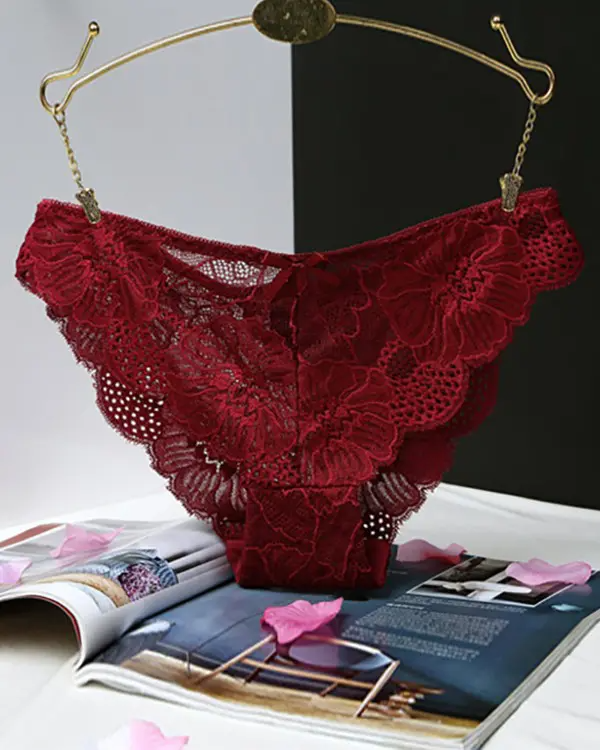 3PCS/Set Bowknot Deocr Lace Panty(Colors Sent Randomly)