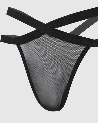 Cut Out Sheer Mesh Thong Panty