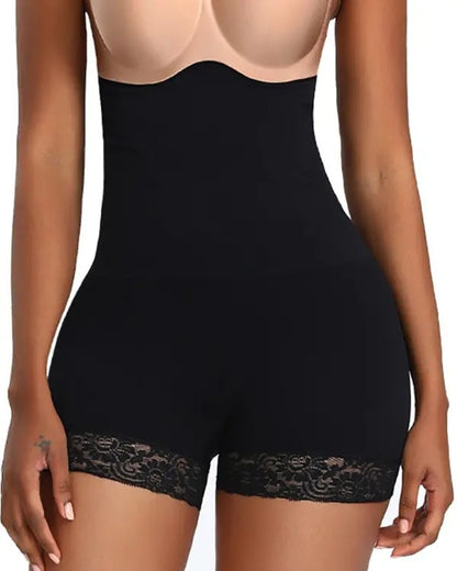 Plus Size High Waist Shorts Body Shaper Seamless Lifting Shapewear With Lace Trim