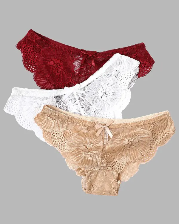 3PCS/Set Bowknot Deocr Lace Panty(Colors Sent Randomly)